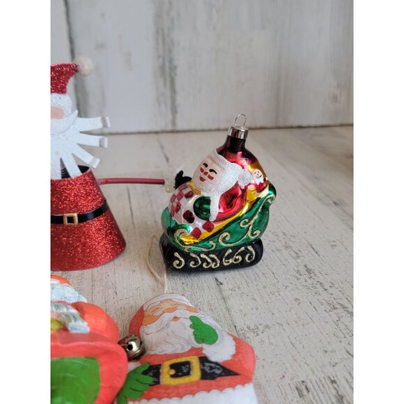 Snowman glitter sleigh variety rustic ornament Xmas set - Picture 4 of 10